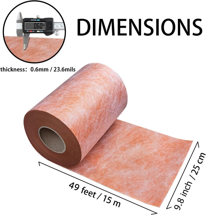 SWPEC Waterproofing Membrane for Shower 9.8inch x 49Ft (40 Sq Ft) 23.6mils Thick Tile Shower Waterproof Membrane Roll Underlayment Waterproof Wall Panels for Showers Bathroom Sauna Walls and Wet Areas - Image 2